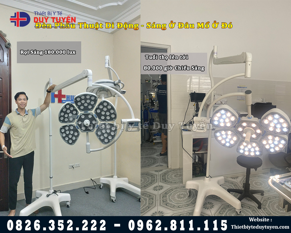 đèn phẫu thuật di động 5 cánh cao cấp