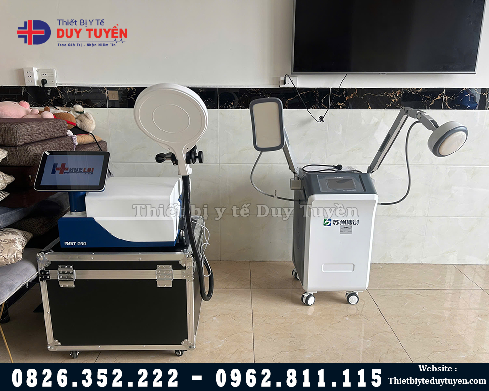bàn giao máy từ trường pro và máy vi sóng trị liệu