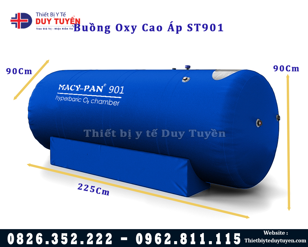 kích thước buồng oxy cao áp ST901
