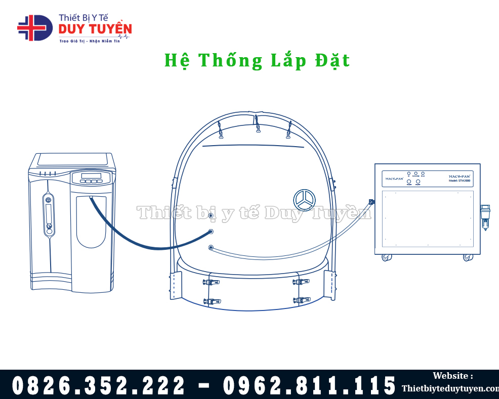 sơ đồ lắp đặt buồng oxy cao áp