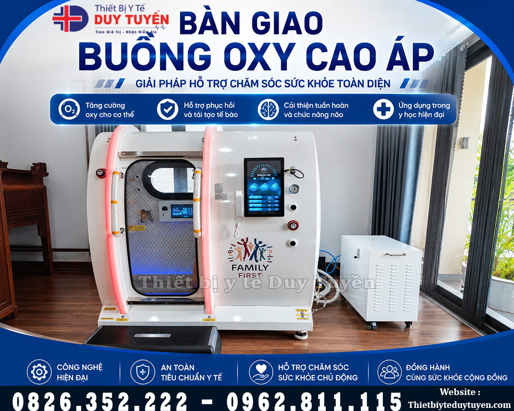 buồng oxy tăng áp bàn giao tại phòng khám