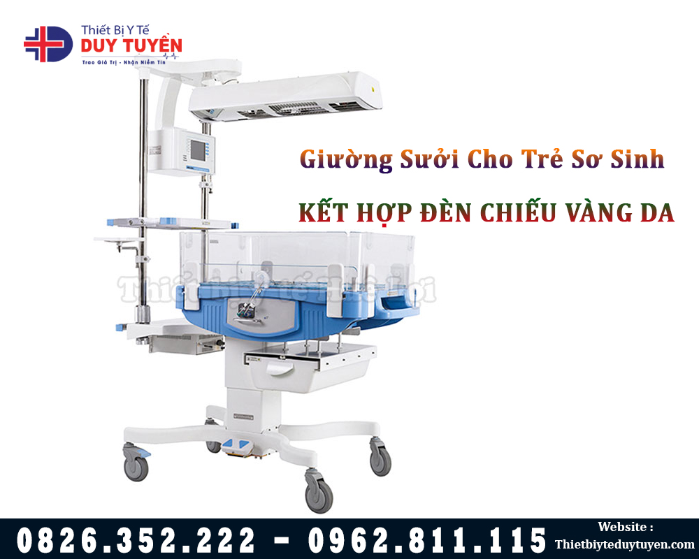 giường sưởi kết hợp đèn chiếu vàng da trẻ sơ sinh