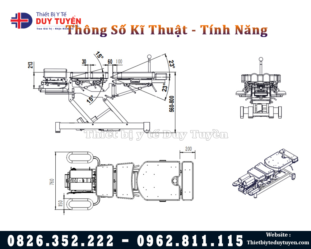 thông số kĩ thuật giường nắn chỉnh cột sống 