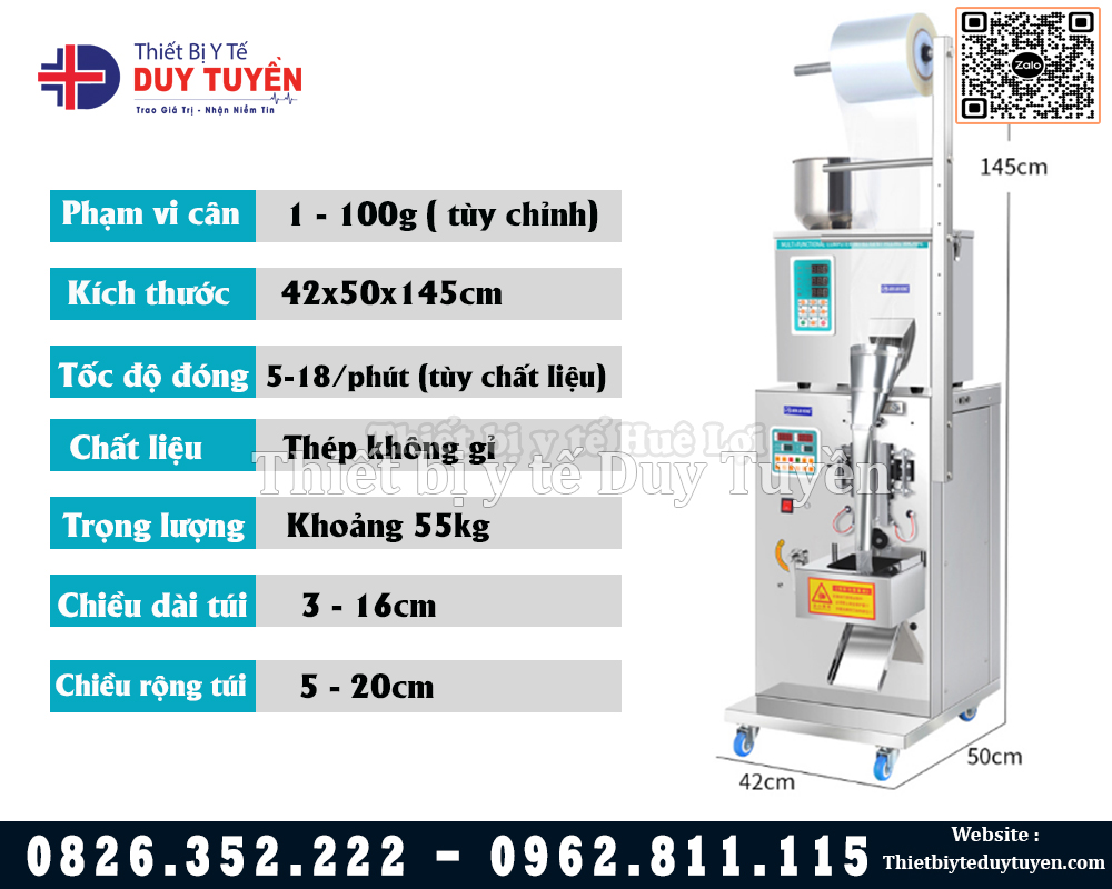 thông số máy đóng túi bột