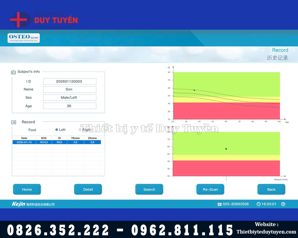 phiếu trả kết quả đo loãng xương