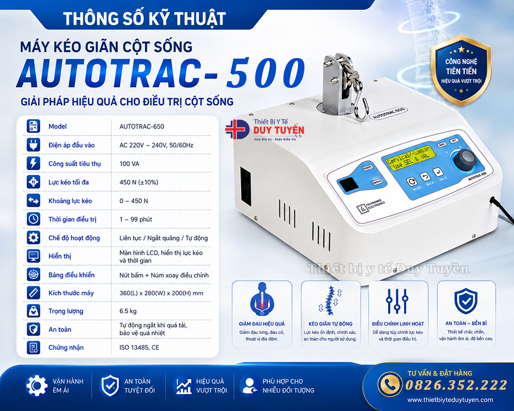 thông số kỹ thuật máy kéo giãn AUTOTRAC-500