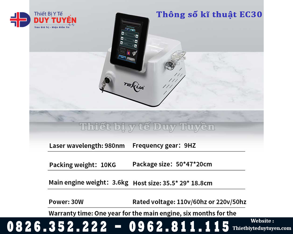 thông số kỹ thuật máy laser trị liệu EC30
