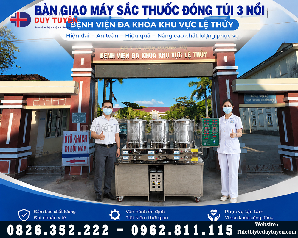 bàn giao máy sắc thuốc đóng túi 3 nồi tại quảng trị