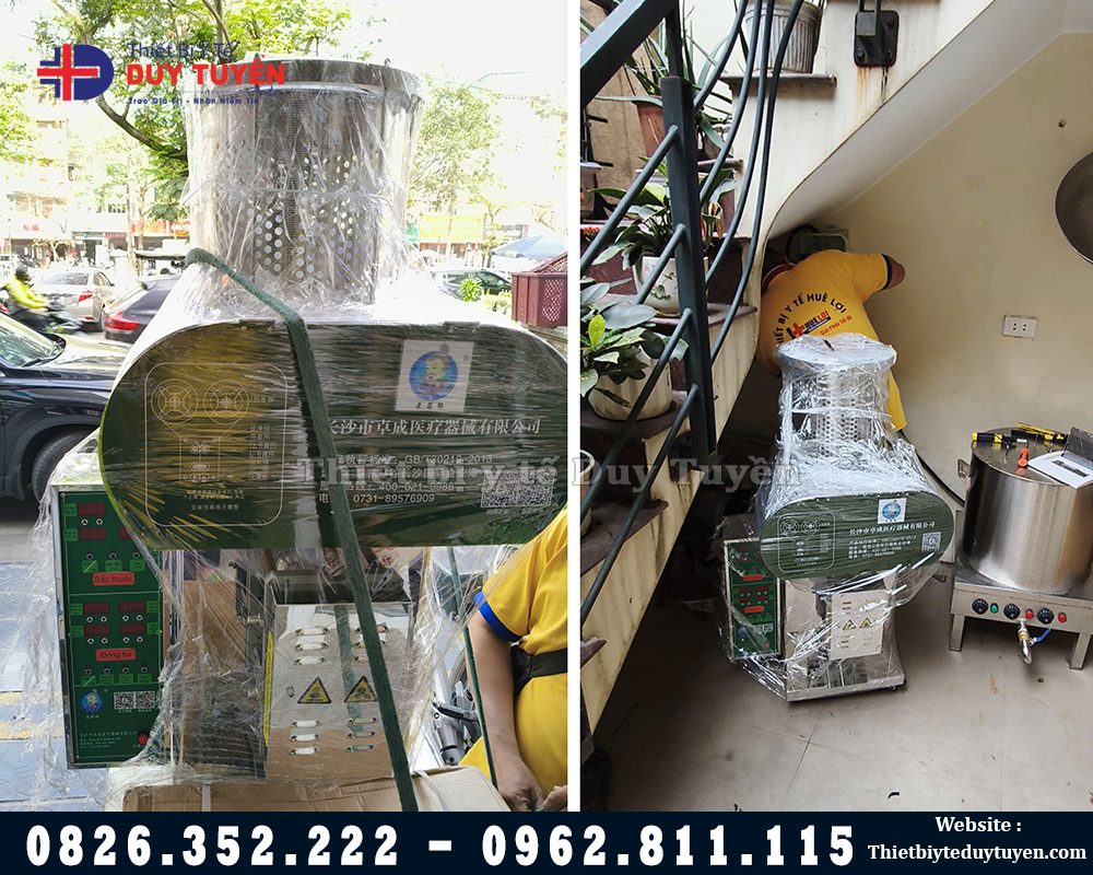 giao máy sắc thuốc và đóng túi tự động
