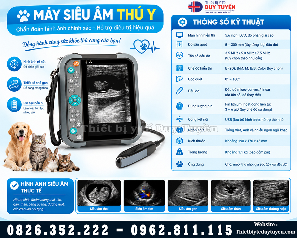 máy siêu âm cho thú y di động chống nước