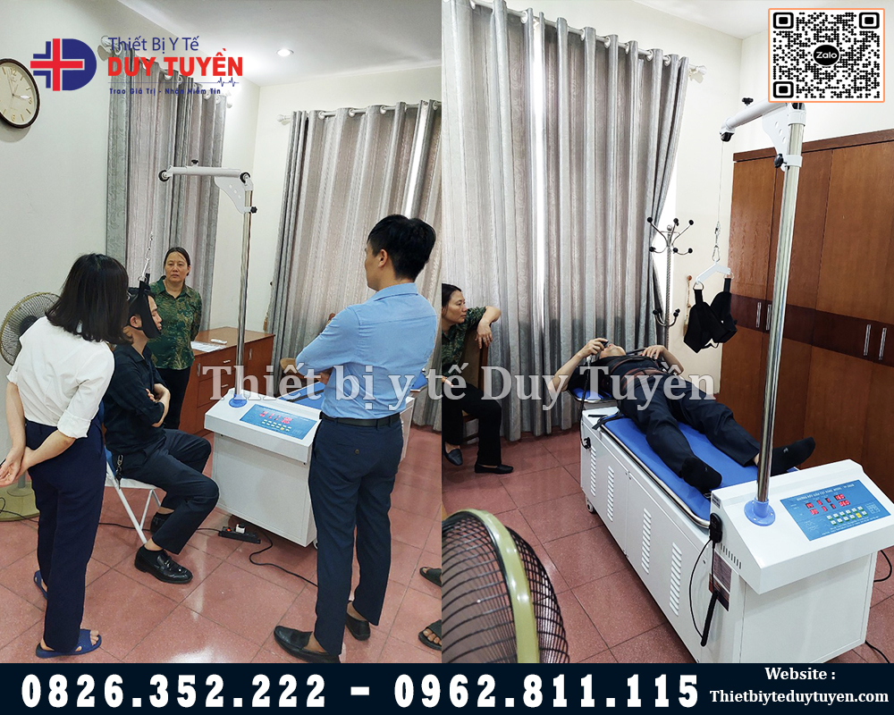 bàn giao máy kéo giãn cột sống bằng điện